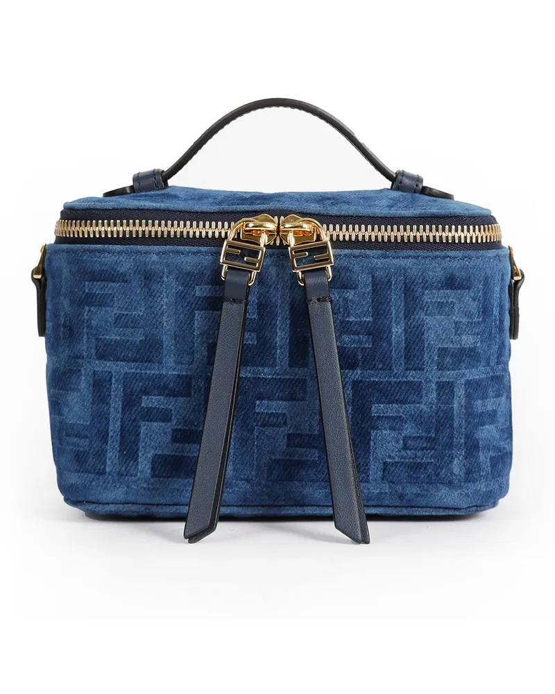 Fendi FF Denim Flocked Vanity Mini Bag Blue