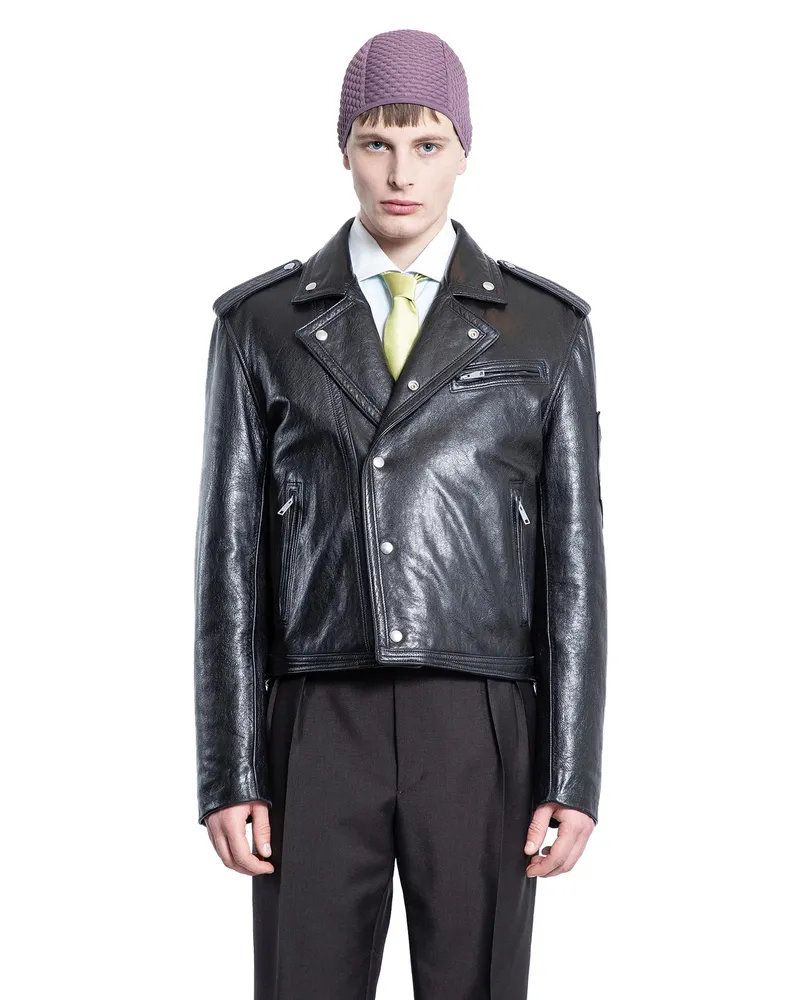 Prada Vintage Leather Biker Jacket Black