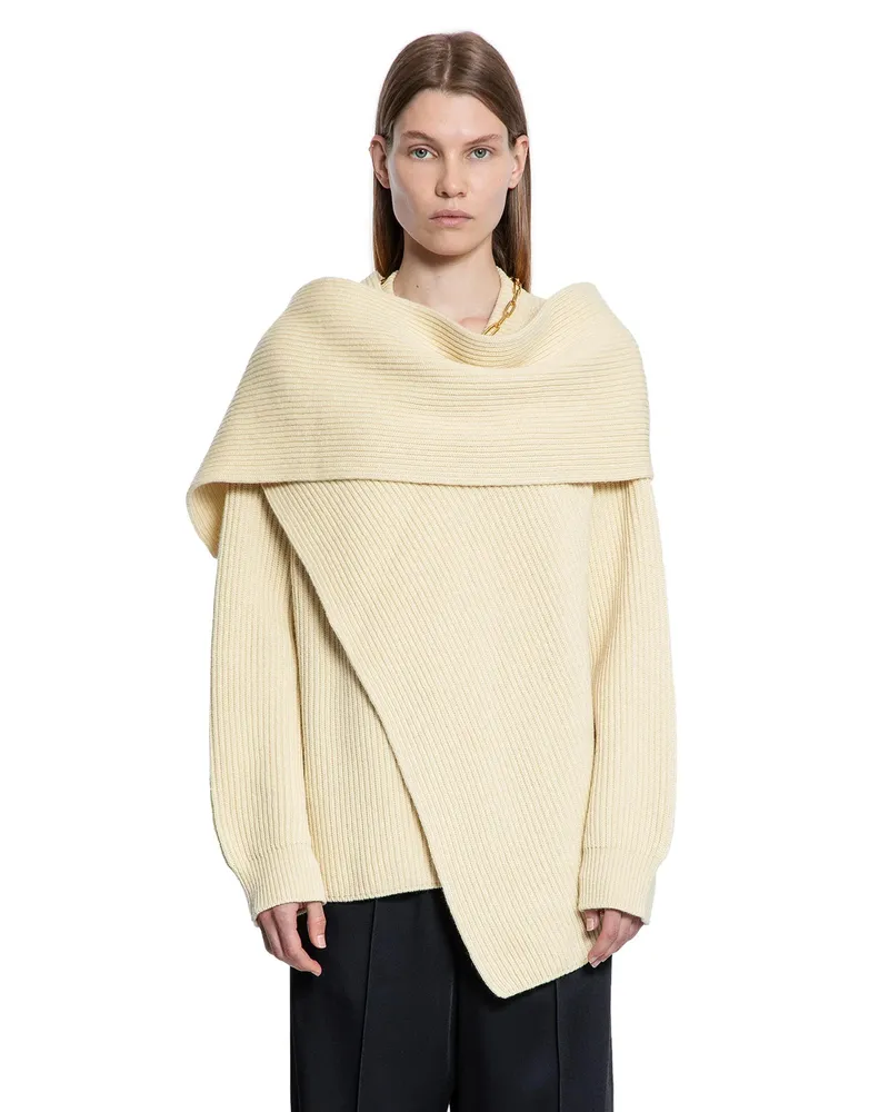 Jil Sander Draped scarf neck sweater Yellow