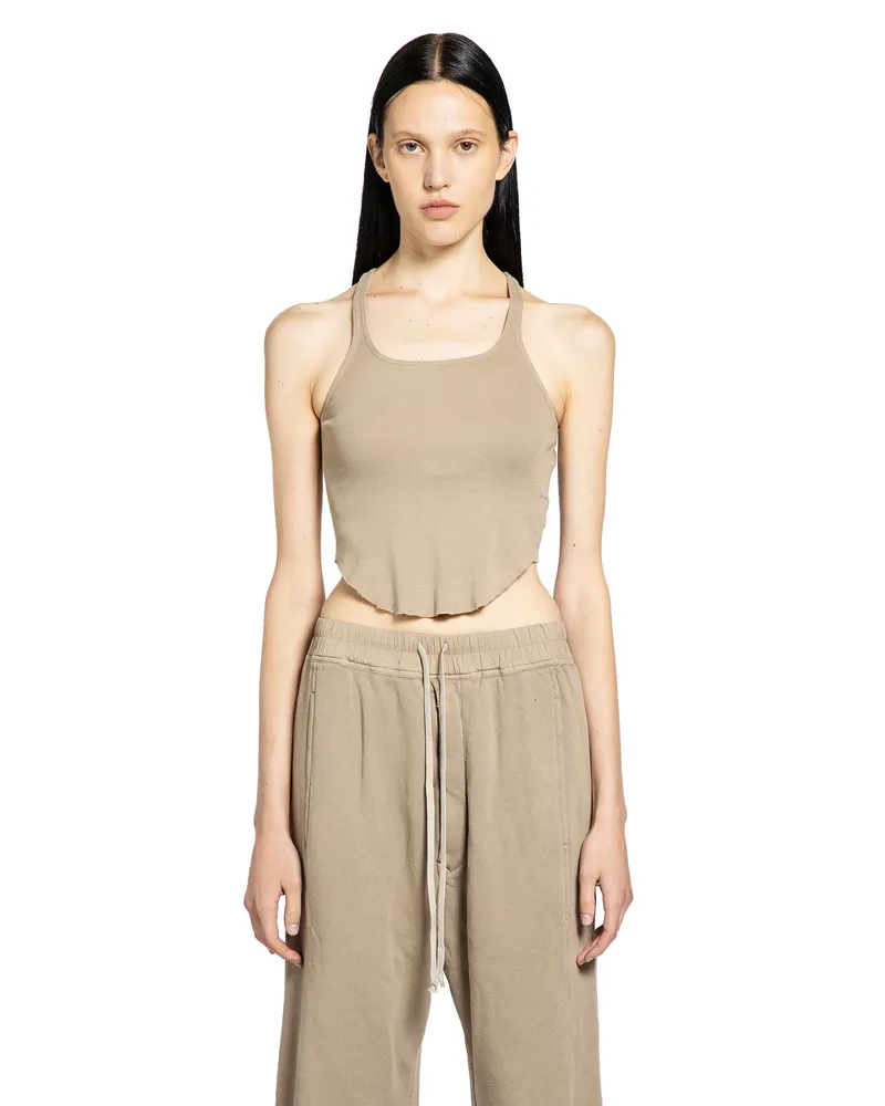 DRKSHDW by Rick Owens Basic Ribbed Cotton Jersey Tank Beige