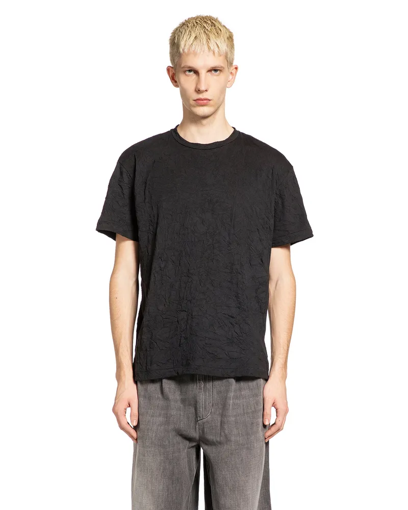 Giorgio Brato Crinkled Cotton Nylon Jersey T-Shirt Black