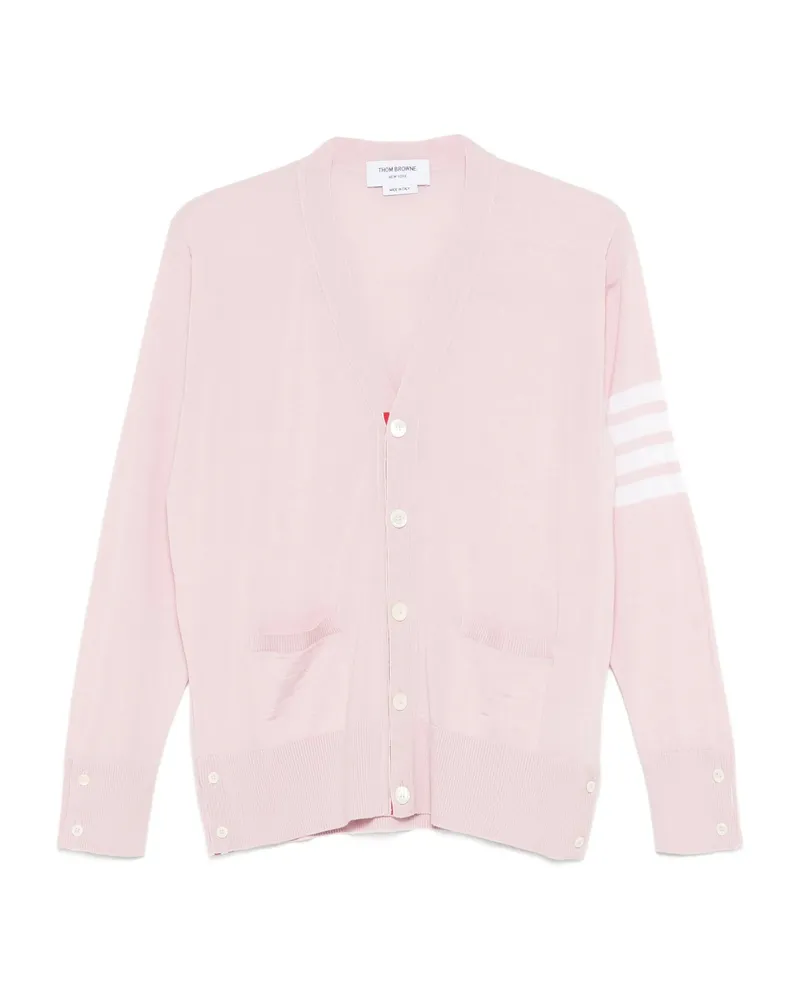 Thom Browne V-neck Fine-knit Cardigan Pink