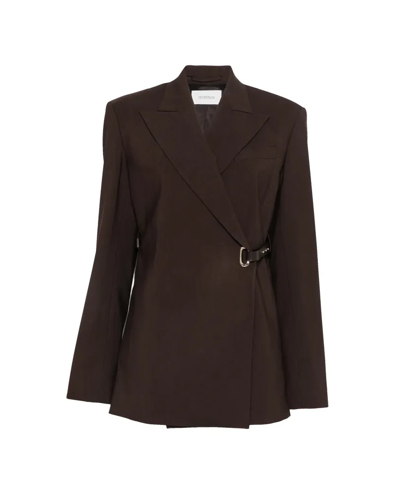 SPORTMAX Belted Wrap-style Blazer Brown