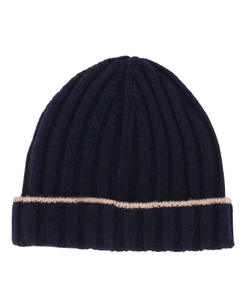 Brunello Cucinelli Ribbed-knit Cashmere Beanie Hat Blue
