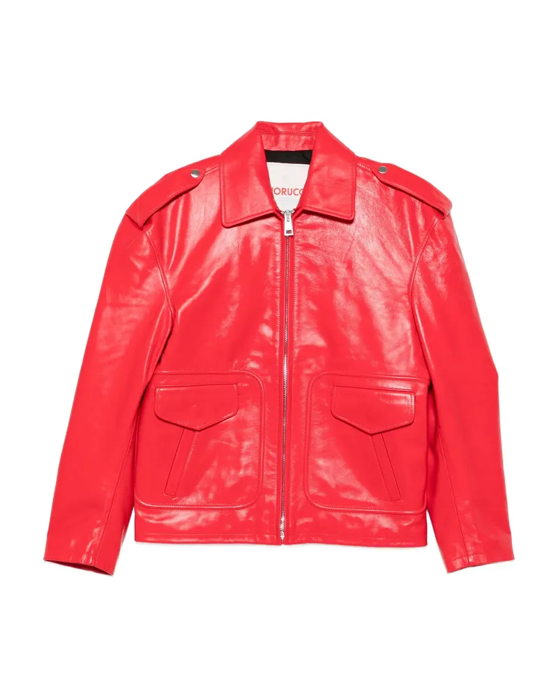 Fiorucci Flap-pockets Leather Jacket Red