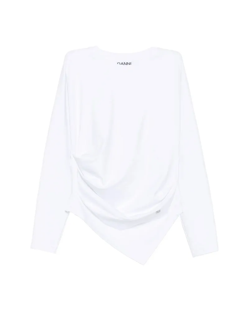 Ganni Crew Neck Long-sleeve Top White
