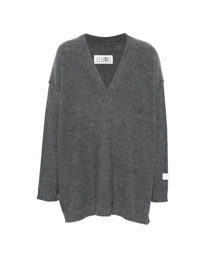 Maison Margiela V-neck Drop-shoulder Sweater Grey