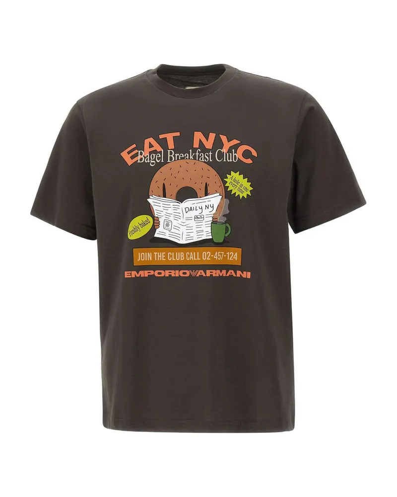 Emporio Armani Short-sleeve Crew-neck T-shirt Brown