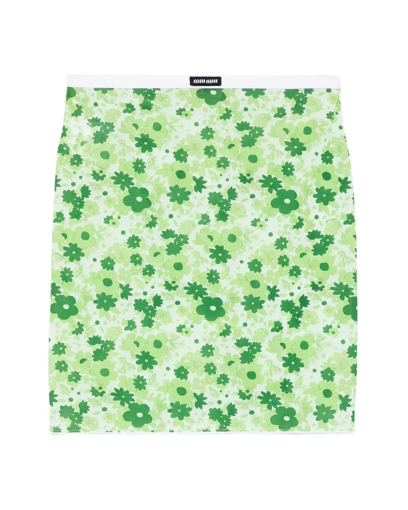Miu Miu Floral Print Skirt Green