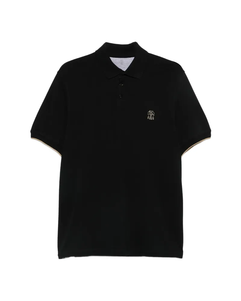 Brunello Cucinelli Logo-embroidered Short-sleeve Cotton Polo Shirt Black