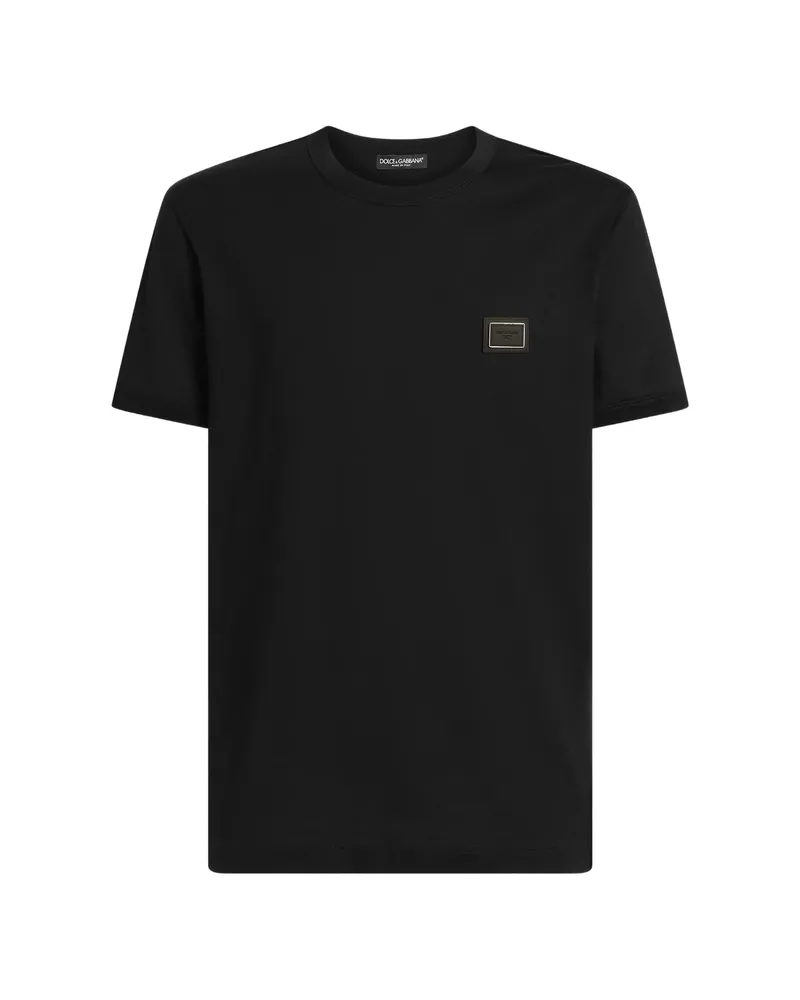 Dolce & Gabbana Cotton T-shirt With Logo Plate Black