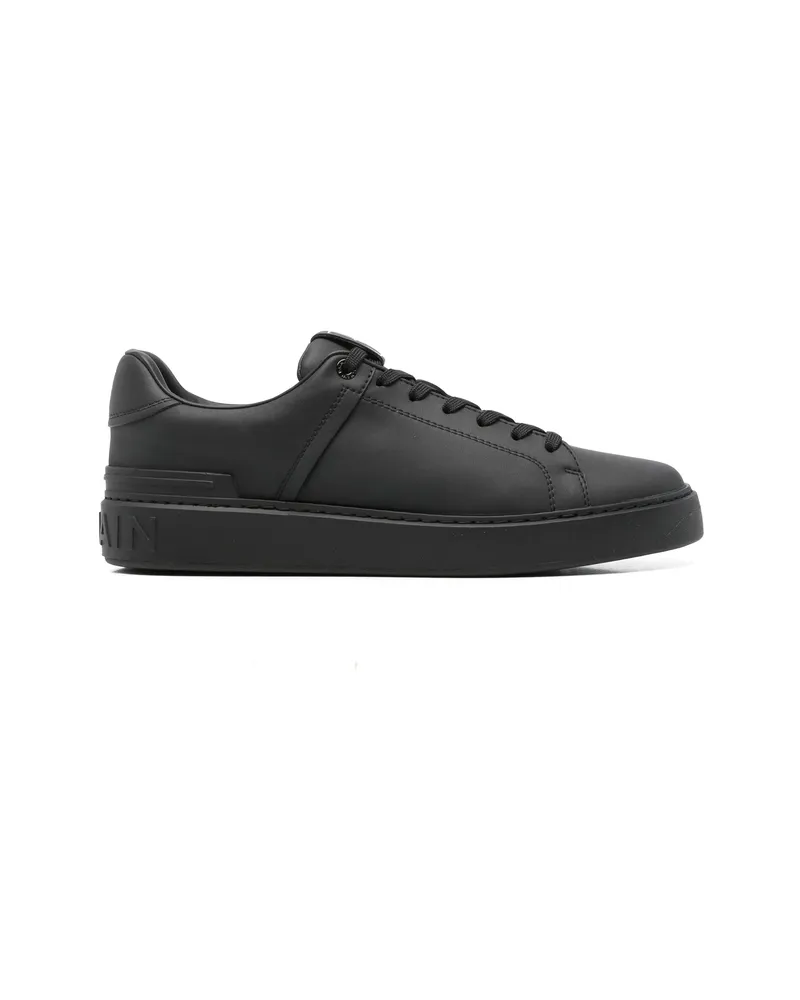 Balmain Logo-embossed Leather Sneakers Black