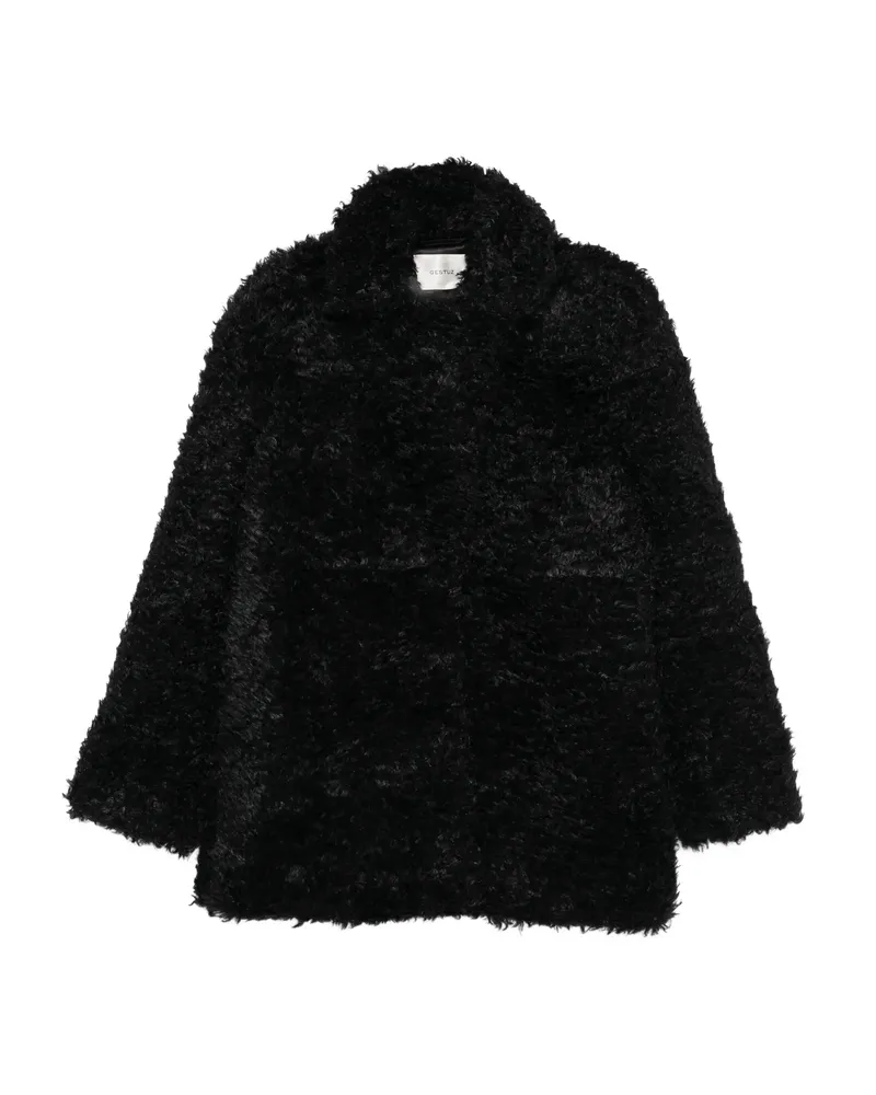 Gestuz Long-sleeve Textured Coat Black