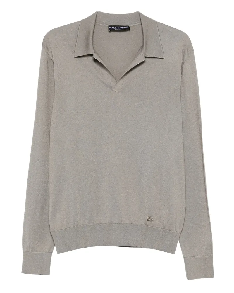 Dolce & Gabbana Collared Long-sleeve T-shirt Grey