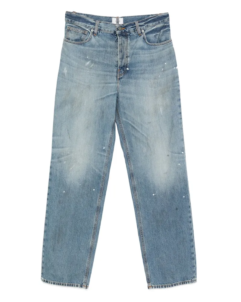 Haikure Five-pocket Paint-splatter Jeans Blue