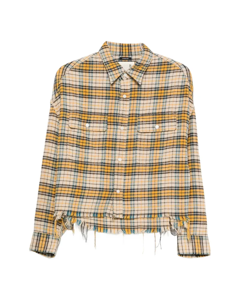 R13 Plaid Frayed Shirt Yellow
