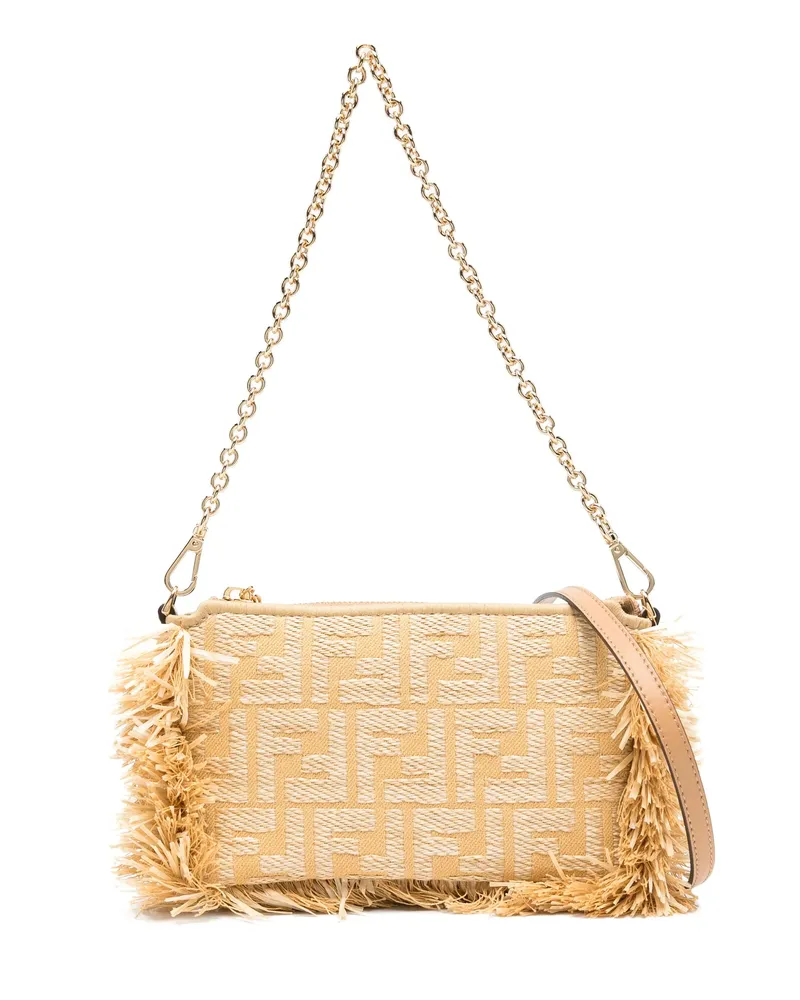 Fendi Baguette Fringe-detail Clutch Bag Neutrals