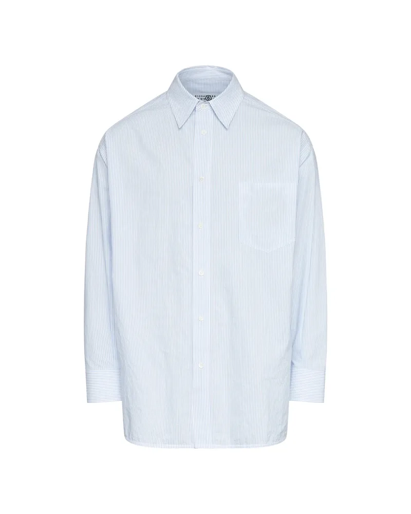 Maison Margiela Striped Poplin Shirt Blue