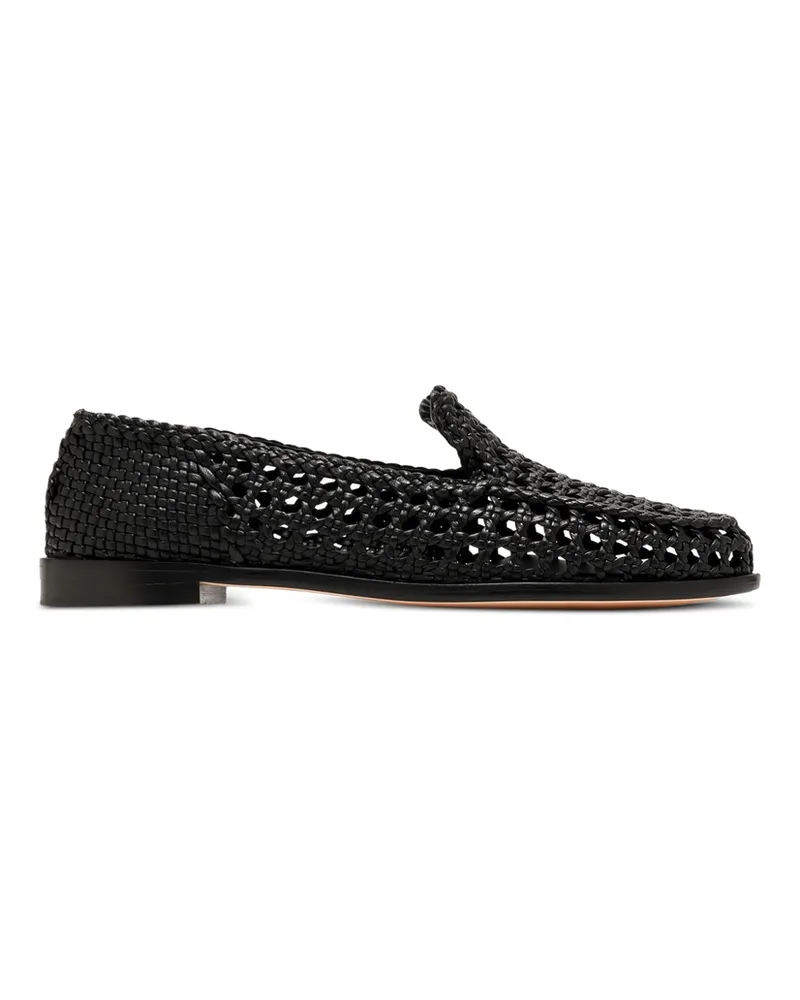 Dragon Diffusion Woven Leather Loafers Black