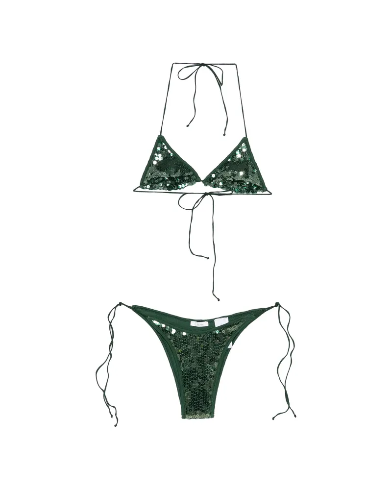 Oséree Marylin Sequinned Bikini Green