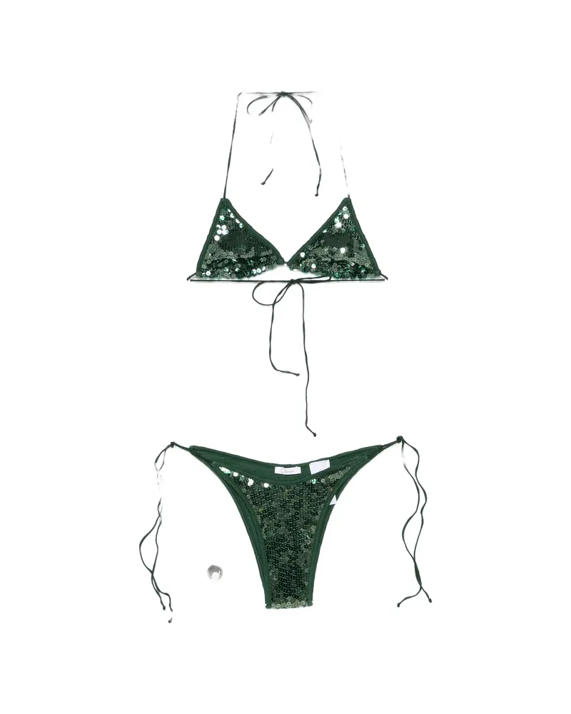 Oséree Marylin Sequinned Bikini Green