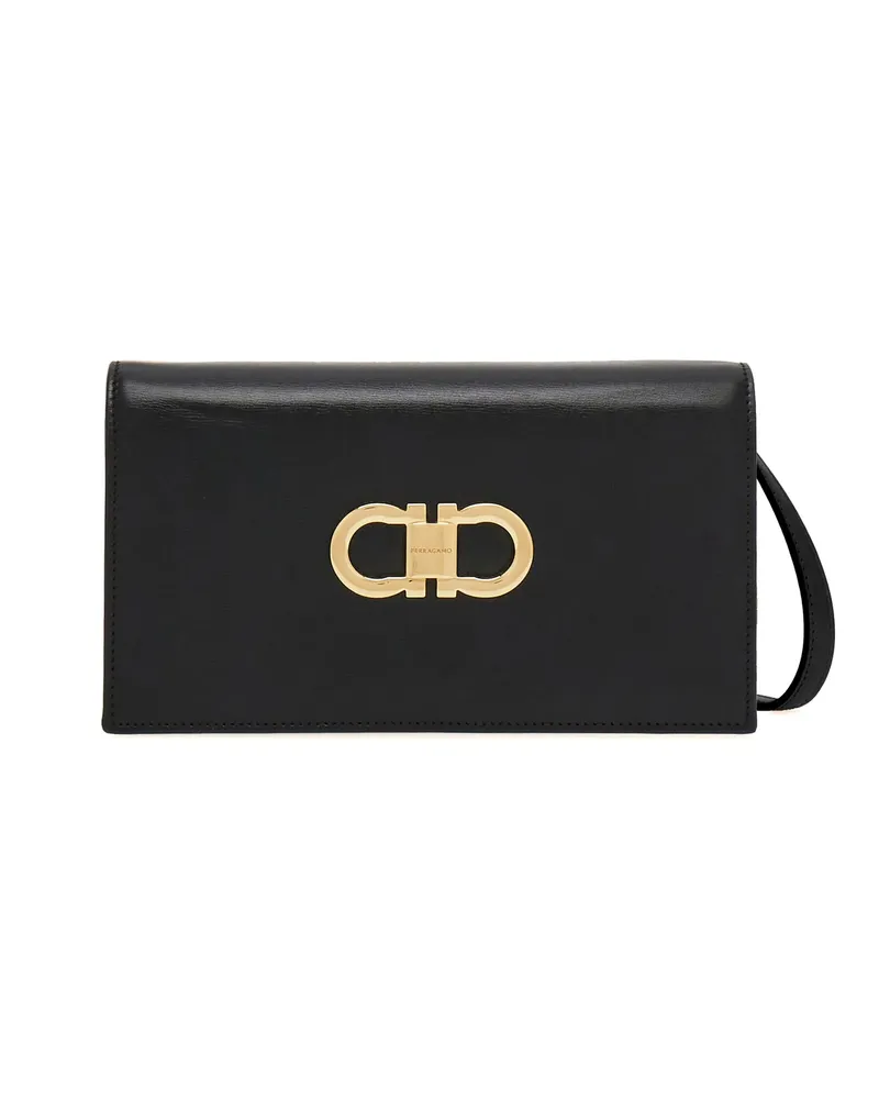 Ferragamo Double Gancini Leather Mini Bag Black