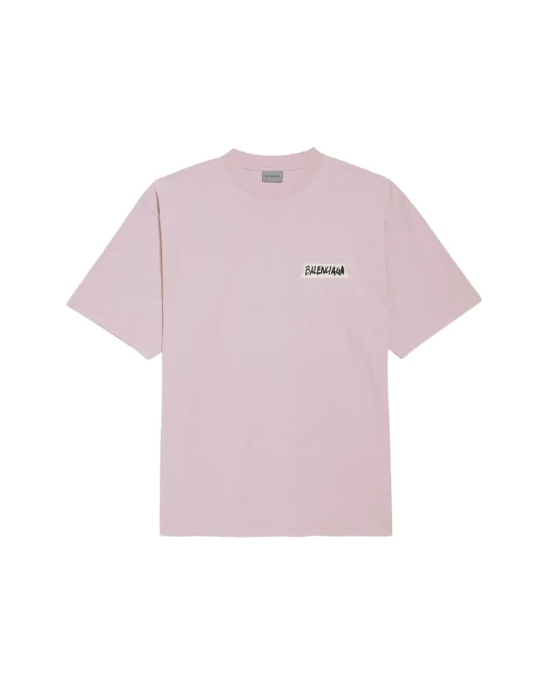 Balenciaga Masking-.tape Medium-fit T-shirt In Dusty Pink Pink