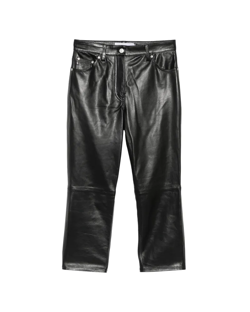 IRO Leather Cropped Trousers Black