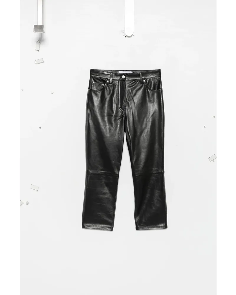 IRO Leather Cropped Trousers Black