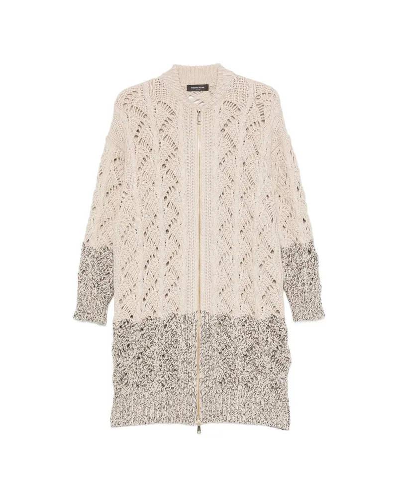 Fabiana Filippi Open-knit Zip-up Cardigan Neutrals