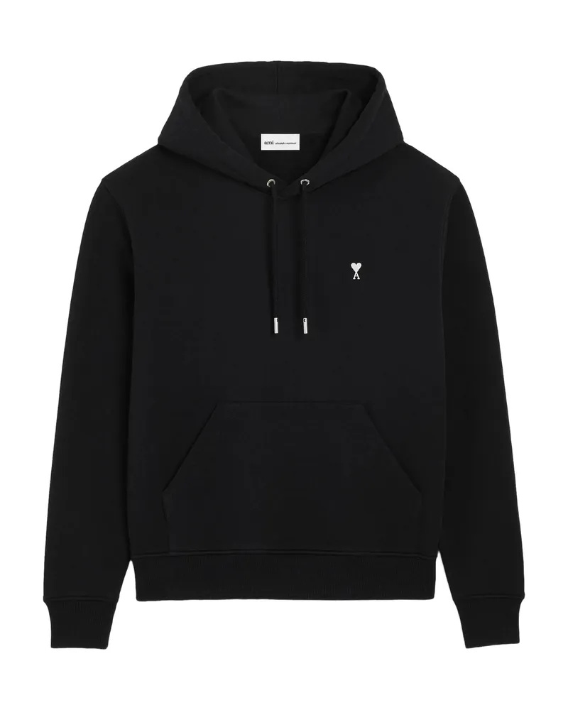 AMI Paris Ami De Coeur Embroidered Hoodie Black