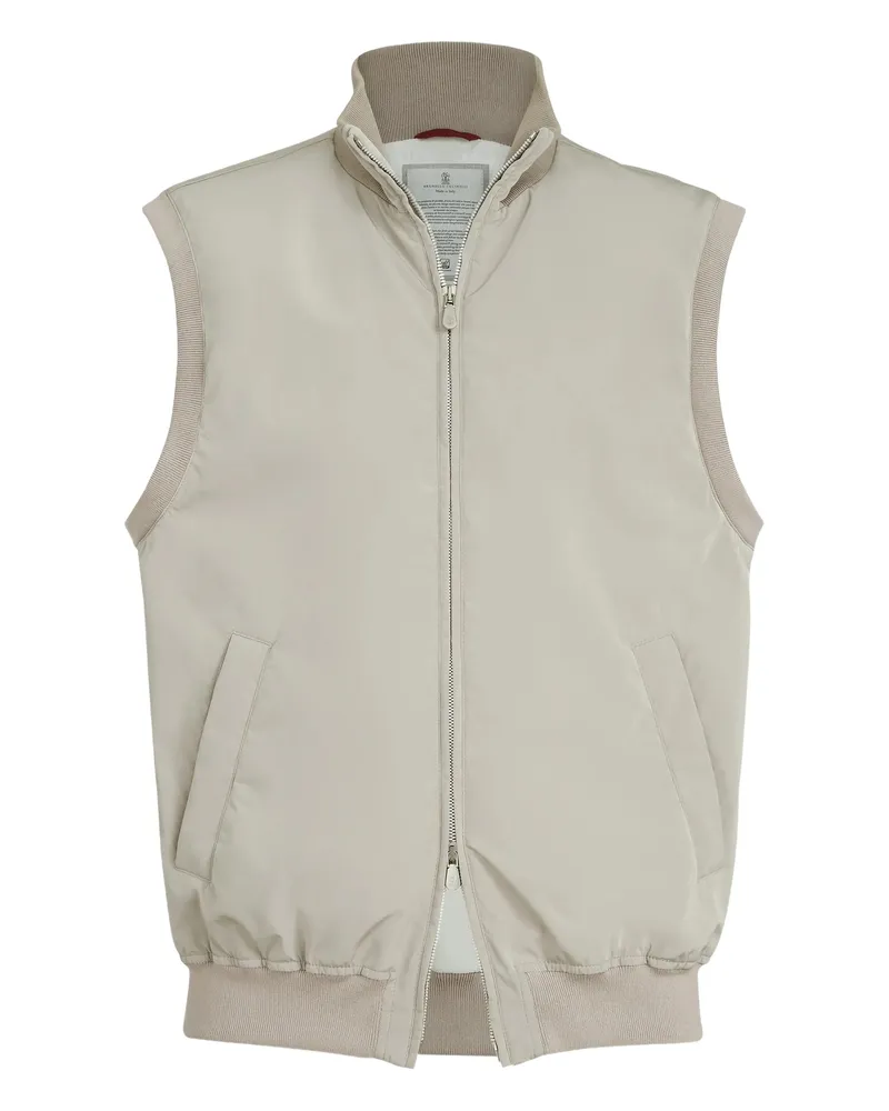 Brunello Cucinelli Bonded Nylon Padded Gilet Neutrals