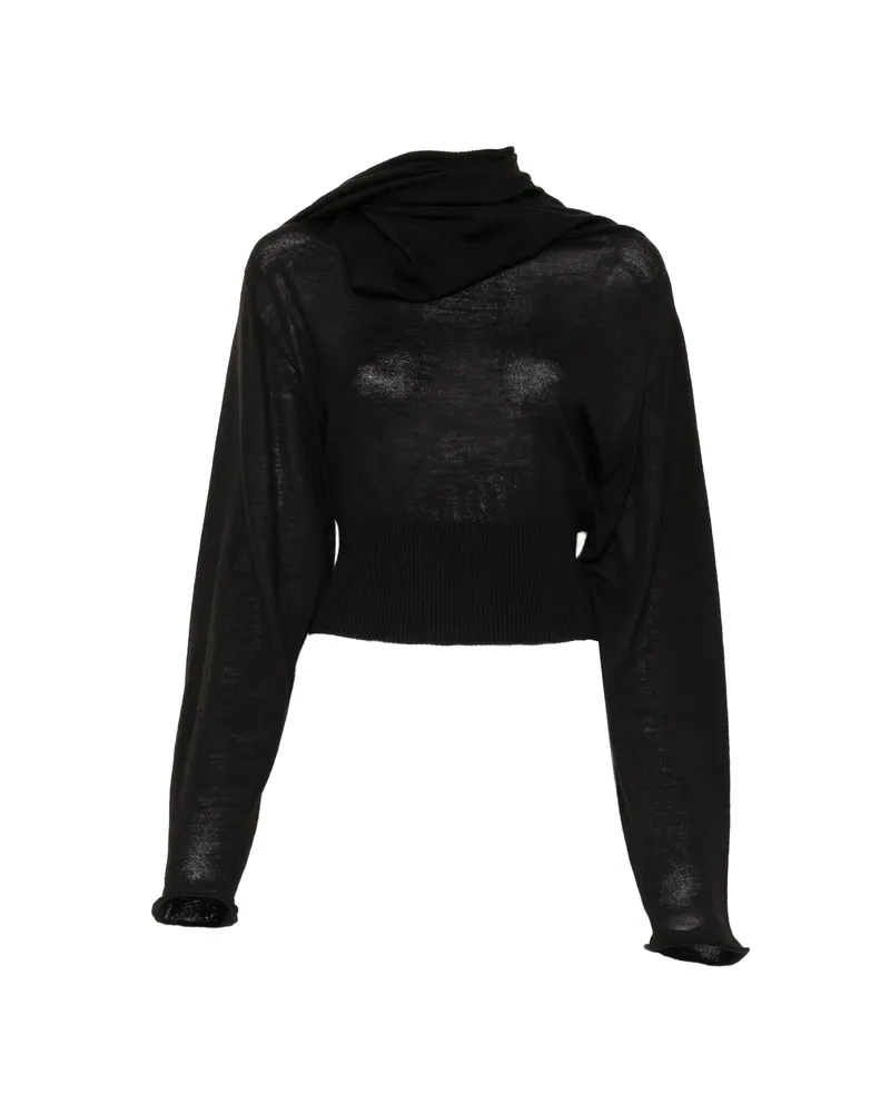 Rick Owens Draped-neck Ribbed Top Black
