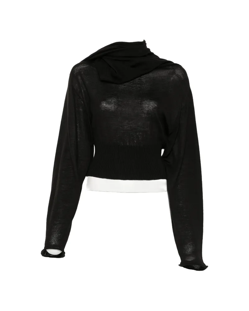 Rick Owens Draped-neck Ribbed Top Black