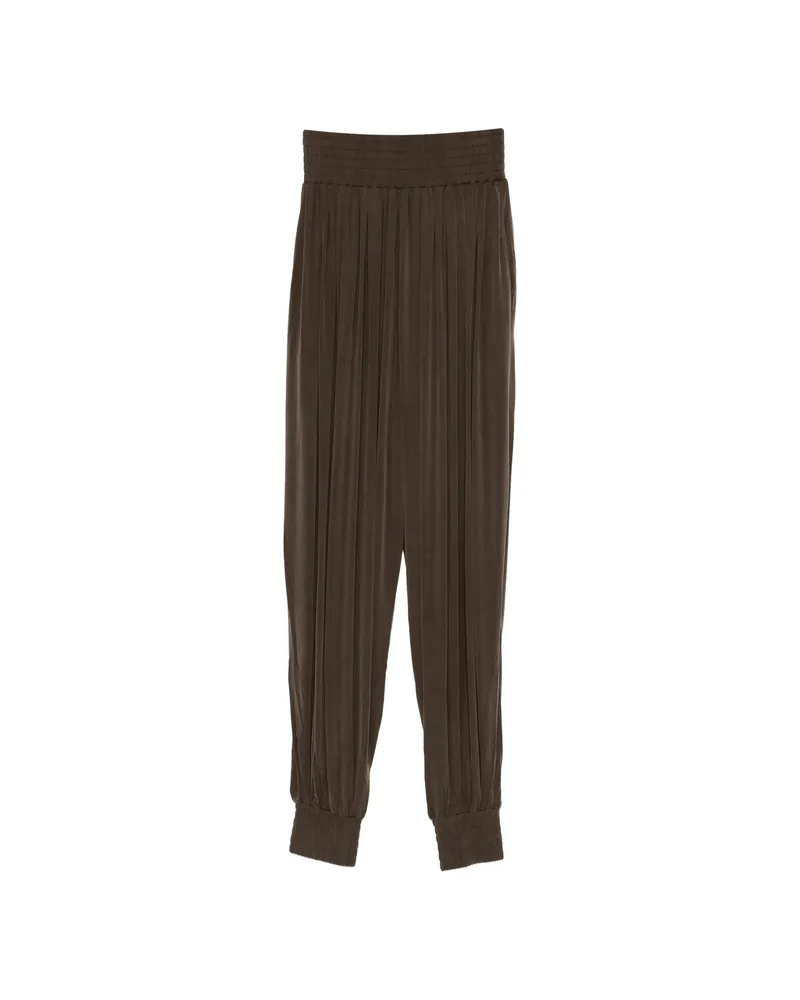 Balmain Shirred Trousers Brown