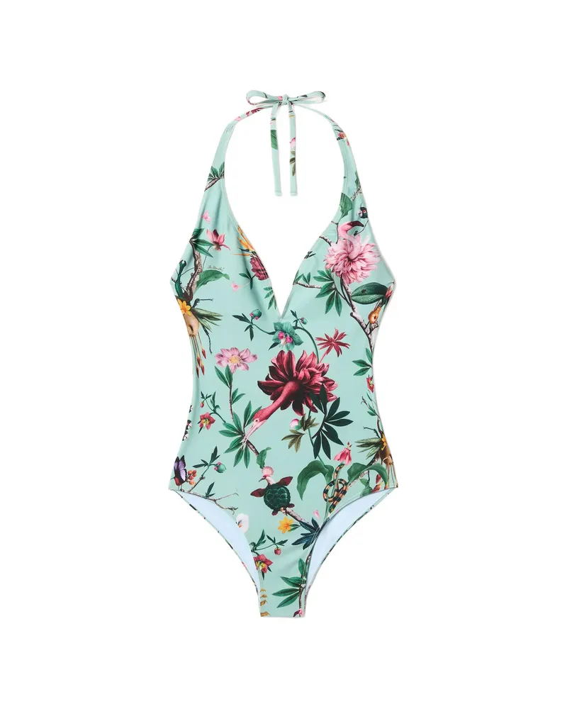 La DoubleJ Floral-print Swimsuit Blue
