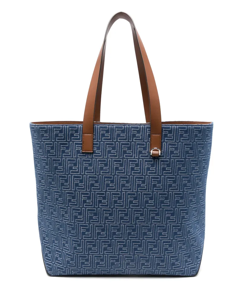 Fendi Medium FF Jacquard Shopping Bag Blue