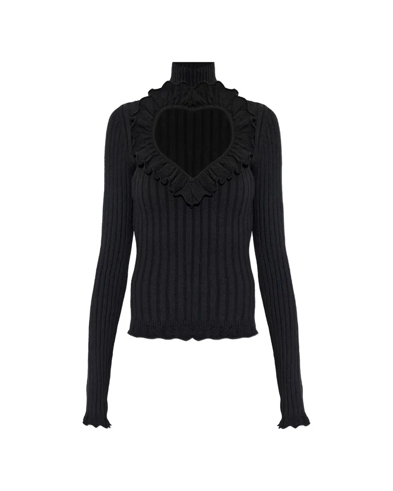 Balenciaga Ruffled Heart-cutout Sweater Black