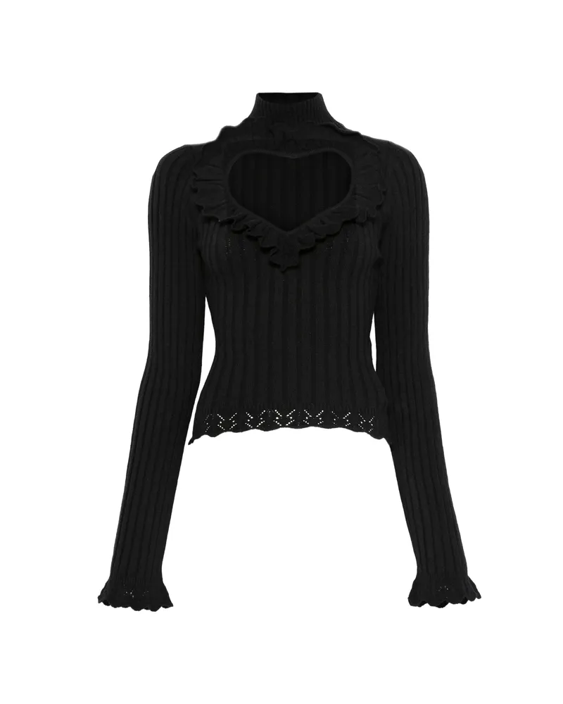 Balenciaga Ruffled Heart-cutout Sweater Black