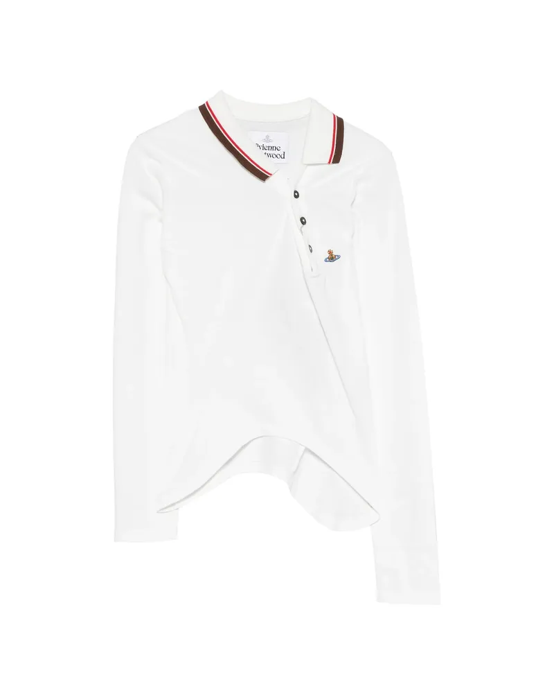 Vivienne Westwood Orb-embroidered Asymmetric Polo Shirt White
