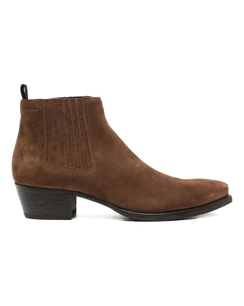 Prada 55mm Elasticated-gusset Suede Chelsea Boots Brown