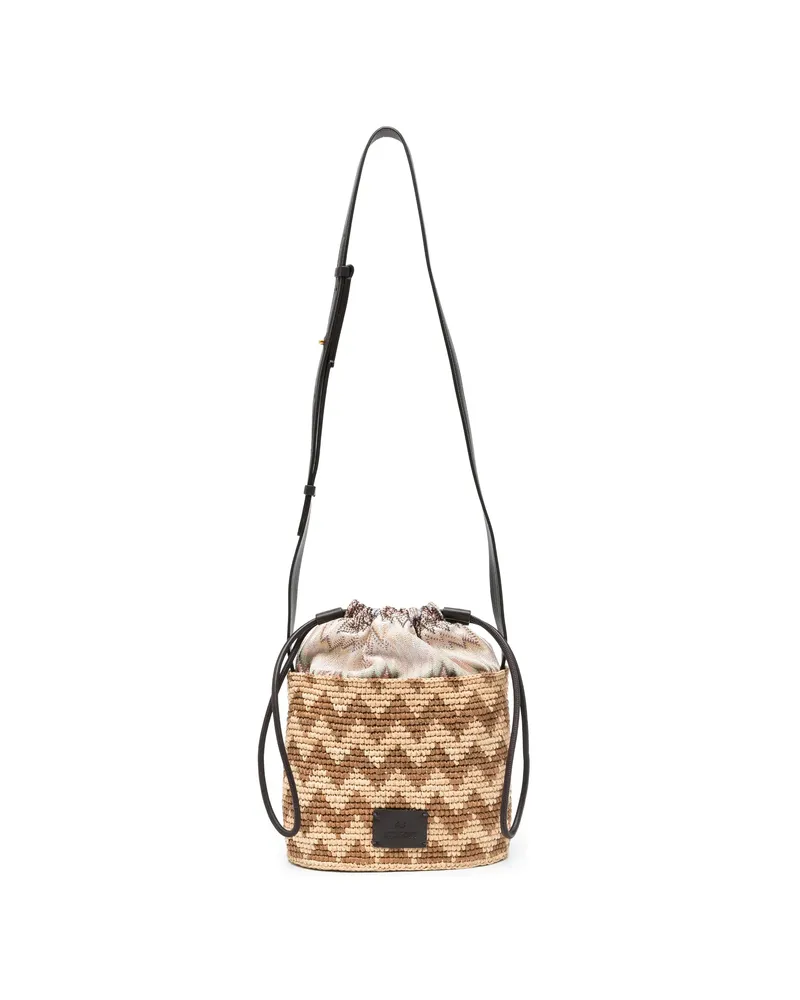 Missoni Zig-zag Top Handle Bucket Bag Neutrals