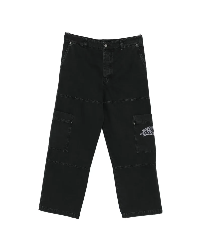 OFF-WHITE Cargo-pocket Embroidered Trousers Black