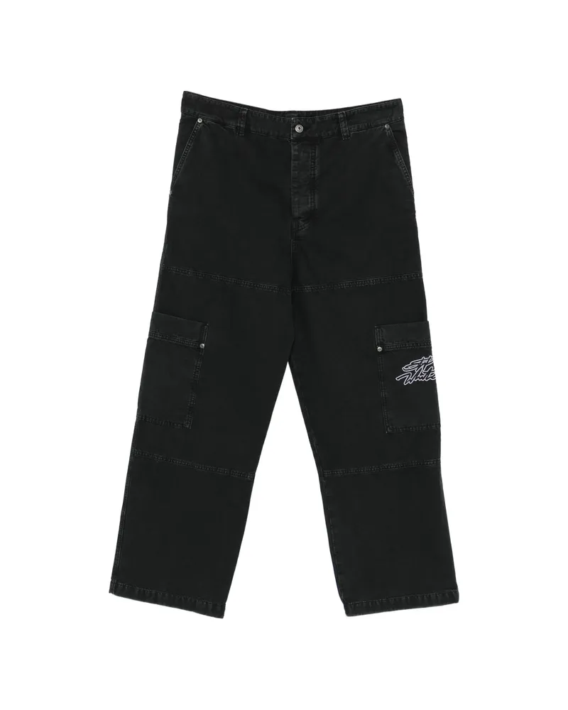 OFF-WHITE Cargo-pocket Embroidered Trousers Black