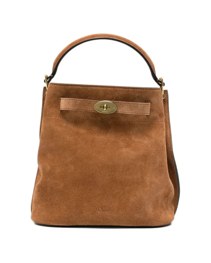 Mulberry Postman's Lock Suede Tote Bag Brown
