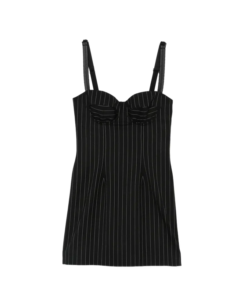 Dolce & Gabbana Pinstripe-print Sweetheart-neck Dress Black