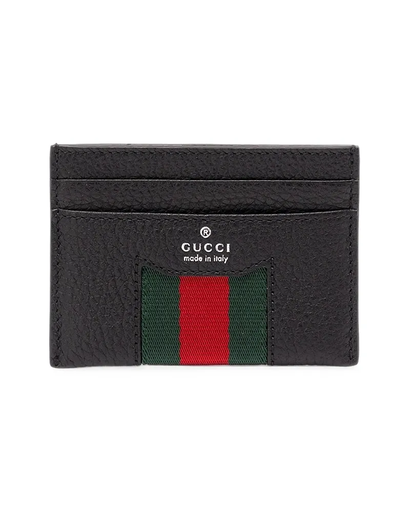 Gucci Web-detail Grained Leather Card Holder Black