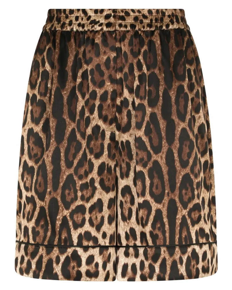 Dolce & Gabbana Leopard-print Silk Shorts Brown