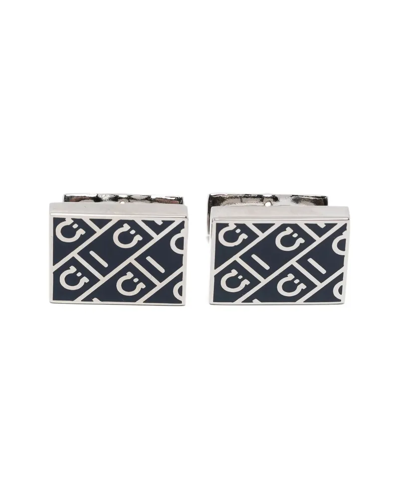 Ferragamo Square Pattern Cufflinks Silver
