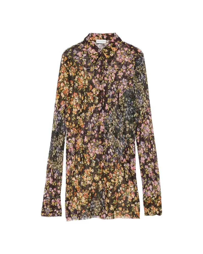 Dries van Noten Floral-print Long-sleeve Shirt Black